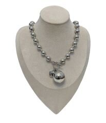 Özel Seri İri Topçuk Uç Topçuk Sıralı Dümen Kilit Kolye (49 Cm)