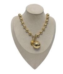 Özel Seri İri Topçuk Uç Topçuk Sıralı Dümen Kilit Kolye (49 Cm)