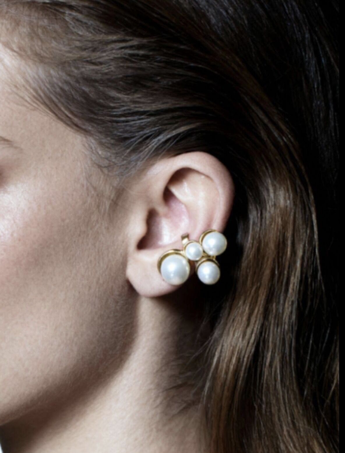 Özel Seri Büyüklü Küçüklü İncili  Kıkırdak Küpe (2’li)