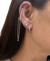 Özel Seri Taşlı Zincir Sallantı Tasarım Kıkırdak Küpe