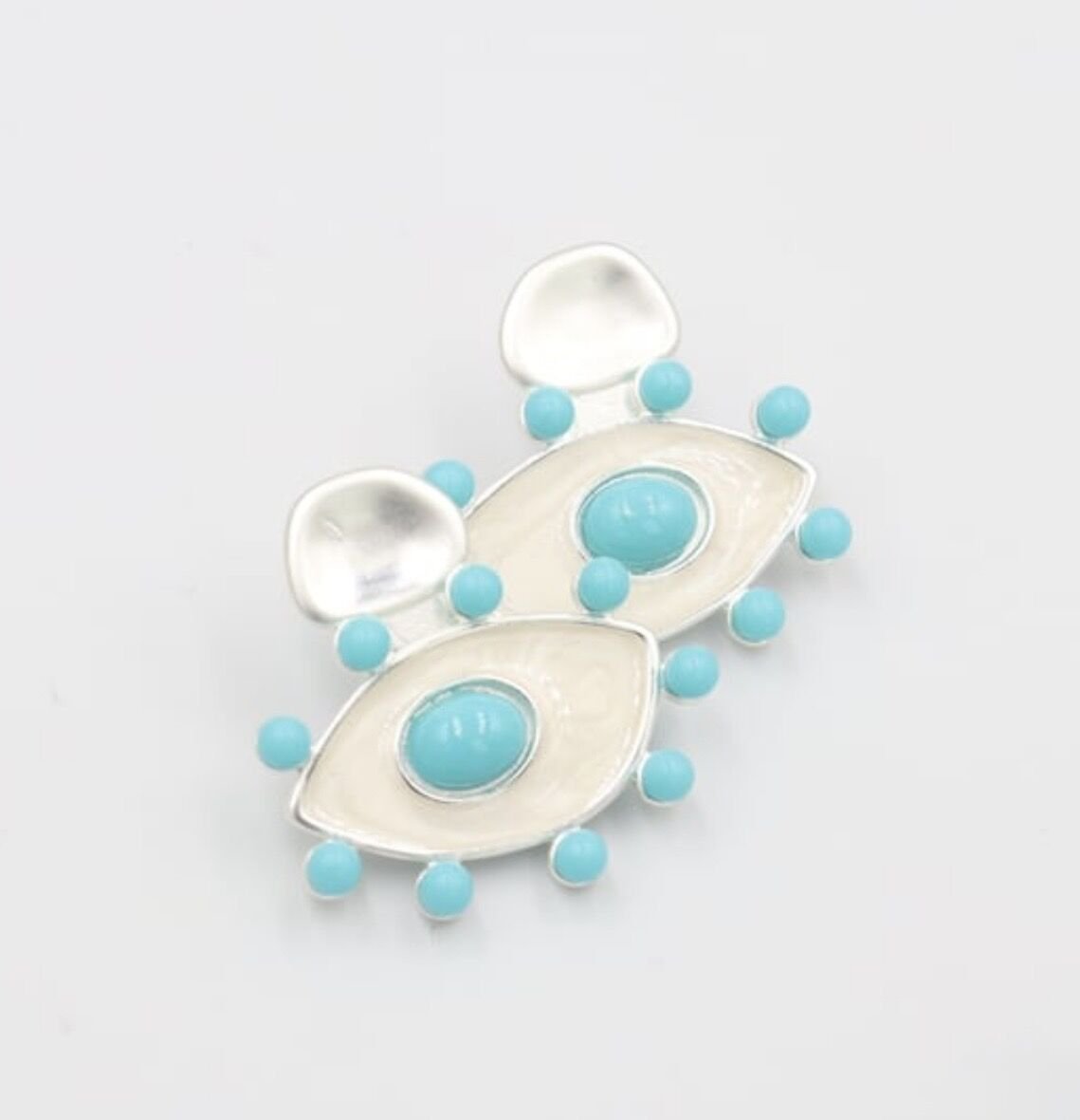 Özel Seri Turkuaz Topçuklu Göz Küpe