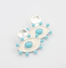 Özel Seri Turkuaz Topçuklu Göz Küpe