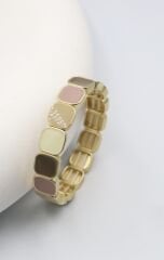 Porselen Kaplama Mat Renk Geçişli Kare Model Lastikli Bileklik