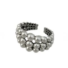 Özel Seri Gümüş Kaplama Büyüklü Küçüklü Topçuk Sıralı Kelepçe Bileklik