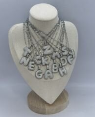 Gümüş Kaplama Zirkon Taşlı Balon Harf Kolye