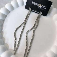 Zirkon Taşlı İkili Su Yolu Sallantı Küpe