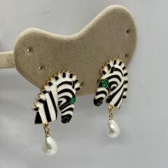 Özel Seri Mineli Zebra Küpe