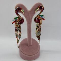 Özel Seri Zirkon Taşlı Flamingo Küpe