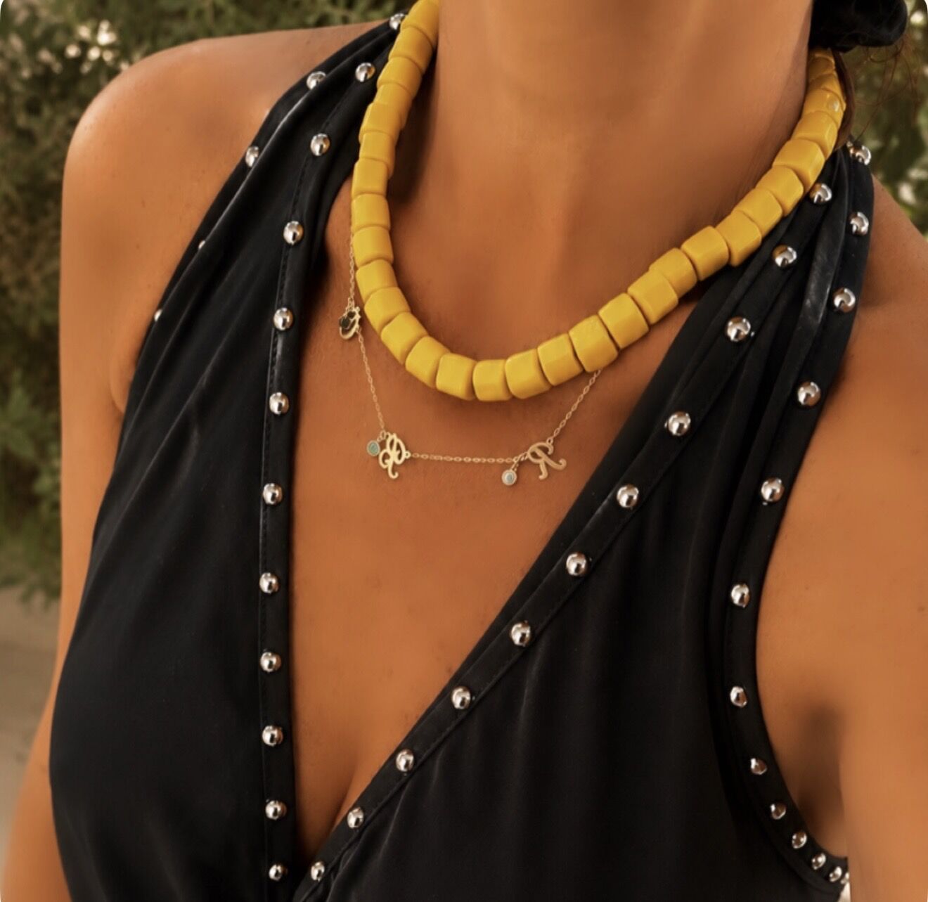 El Yapımı Sarı Cam Boncuk Kolye