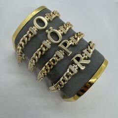 Klasik Zincir Harf Plaka Bileklik (20cm)