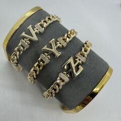 Klasik Zincir Harf Plaka Bileklik (20cm)