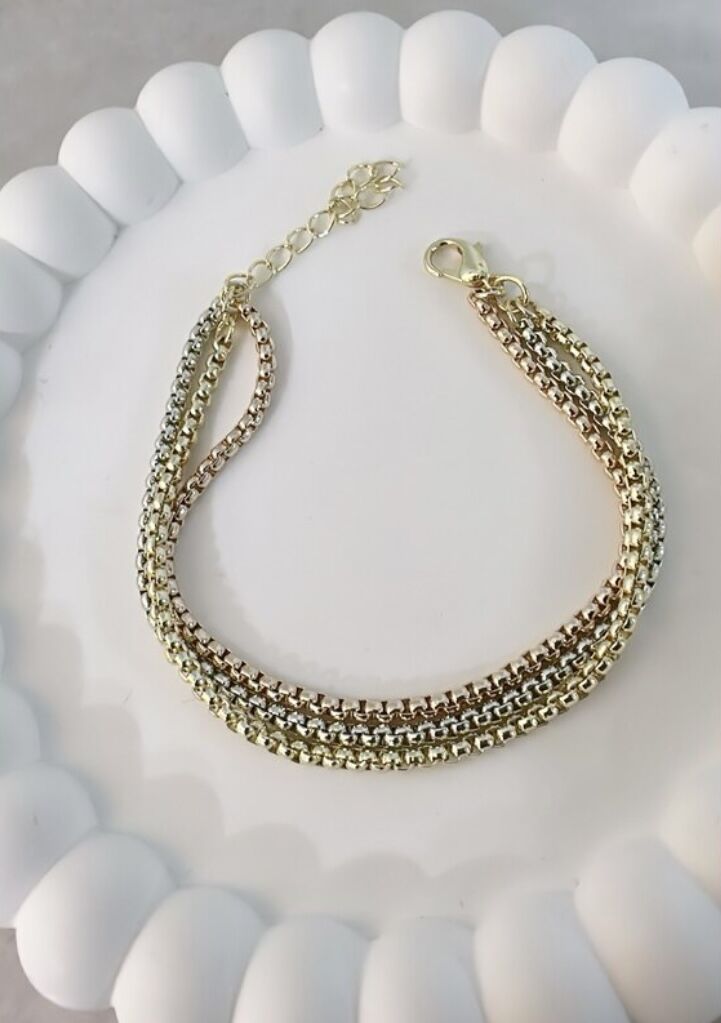 Üç Renk Dişli Zincir Bileklik