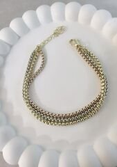 Üç Renk Dişli Zincir Bileklik