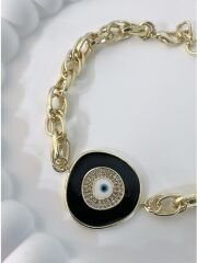 Zirkon Taşlı Siyah Nazar Bileklik