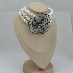 Marka Model Çoklu Büyüklü Küçüklü Top İnci Sıralı Çiçek Figür Choker Kolye