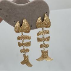 Özel Seri Mat Desenli Plaka Kılçık Model Balık Küpe
