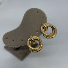 Birbirine Geçme Daire Plaka Vintage Küpe