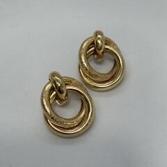 Birbirine Geçme Daire Plaka Vintage Küpe