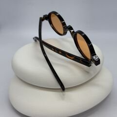 Oval Kahve Hareli Retro Güneş Gözlüğü