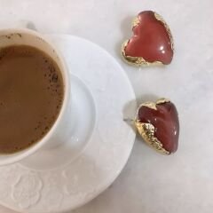 Bordo Taşlı Dövme Plaka Kalp Küpe
