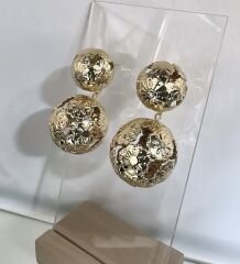 İşlemeli Topçuk Tasarım Küpe