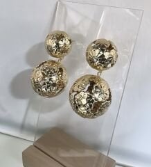 İşlemeli Topçuk Tasarım Küpe
