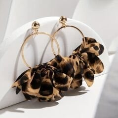 Leopar Desen Sallantı Halka Küpe