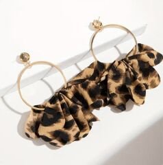 Leopar Desen Sallantı Halka Küpe