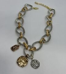 Özel Seri Marka Model Madalyon Sallantı Burgu Plaka İki Renk Kolye