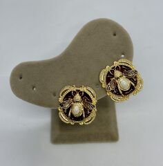 Özel Seri Gold Plaka Çevrili Arı Figür Küpe
