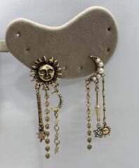 Özel Seri Marka Model Etnik Desen Çoklu Charm Sallantılı Küpe
