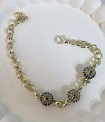 Özel Seri  Üç Top 14K Altın Kaplama  Bileklik