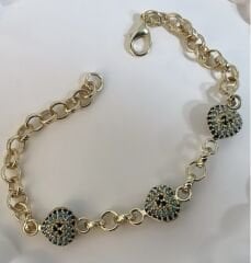 Özel Seri Kalp 14K Altın Kaplama  Nazar Bileklik