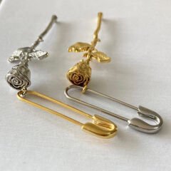 Gül Uç Çatal İğne Küpe