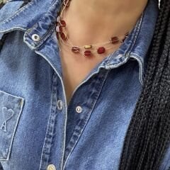 Özel Seri Kare Kesme Cam Detay Çoklu Tel Kolye