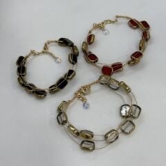 Özel Seri Kare Kesme Cam Çoklu Tel Bileklik