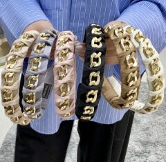 Gold Zincir Detay Saten Taç