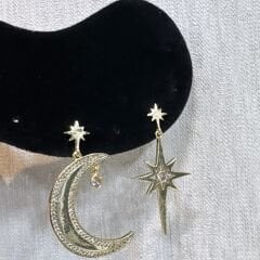 Özel Seri Zirkon Taş Çevrili Ay Ve Kuzey Yıldızı Küpe