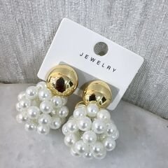 Özel Seri İthal Gold Topçukta Top İnci Küpe