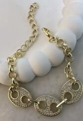 Özel Seri 14K Altın Kaplama  Zirkon Düğme Bileklik