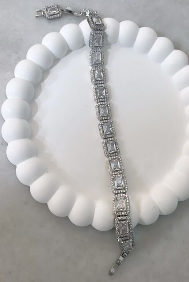 Özel Seri 14K Gümüş Kaplama  Baged Zirkon Taşlı Bileklik