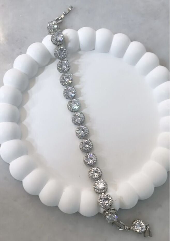 Özel Seri  İri 14K Gümüş Kaplama  Zirkon Taşlı Bileklik