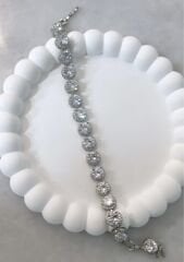 Özel Seri  İri 14K Gümüş Kaplama  Zirkon Taşlı Bileklik