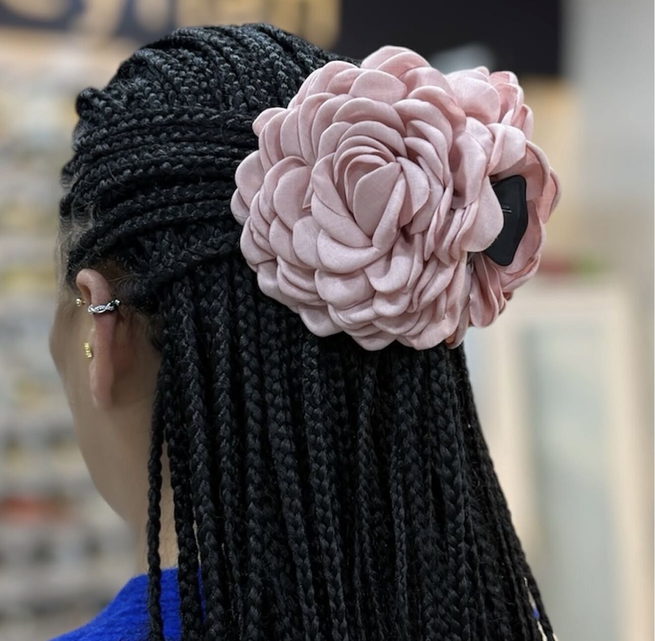 Büyük Boy Kumaş Gül Mandal Toka