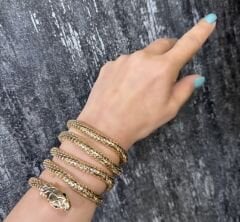 Özel Seri 14K Altın Kaplama Esnek Yılan Kolye (Bileklik)