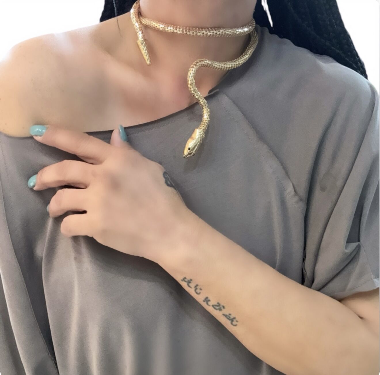 Özel Seri 14K Altın Kaplama Esnek Yılan Kolye (Bileklik)
