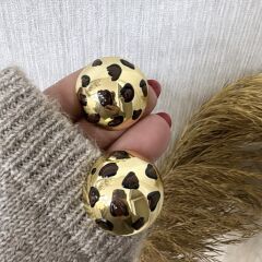 Tasarım Leopar Desen Görünüm Daire Küpe