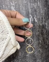 Özel Seri İki Renkli Boru Plaka Zirkon Taş Detay Dörtlü Yüzük