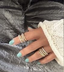 Özel Seri İki Renkli Boru Plaka Zirkon Taş Detay Dörtlü Yüzük