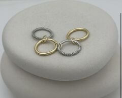 Özel Seri İki Renkli Boru Plaka Zirkon Taş Detay Dörtlü Yüzük